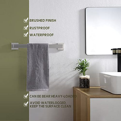 KOKOSIRI 16-Inch Single Towel Bar, Bathroom Kitchen Towel Holder, Wall Mounted SUS304 Stainless Steel Towel Rack, Brushed Nickel, B4003BR-L16 - color: Brushed Steel, size: 16-Inch