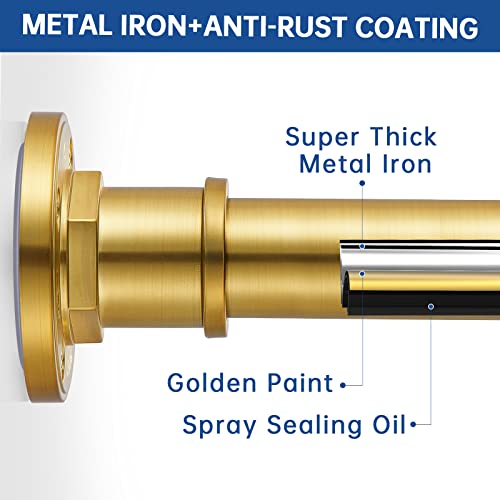 Industrial Shower Curtain Rod - 2-in-1 Design Tension Curtain Rod - Never Rust Non-Slip 43 to 72 Inch Metal Steel, Gold Window Curtain Rod - color: Gold, size: 43-72 Inches