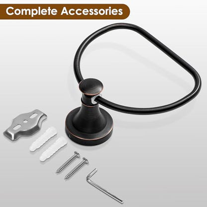 Bronze Bathroom Hand Towel Holder, ORB Towel Ring Holder, Wall Mounted Towel Rack Hanger Home Half Round Bathroom Hardware Accessory Modern - color: Bronze