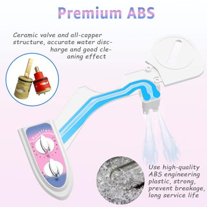 Aünsffer Toilet Bidet Attachment for Toilet, No-Electric Fresh Cold Water with Dual Nozzles Sprayer, 3 Wash Modes (Feminine/Bidet Wash + Self-Cleaning)，Fits Standard Toilet Bowl, Blue Pink - color: Blue Pink