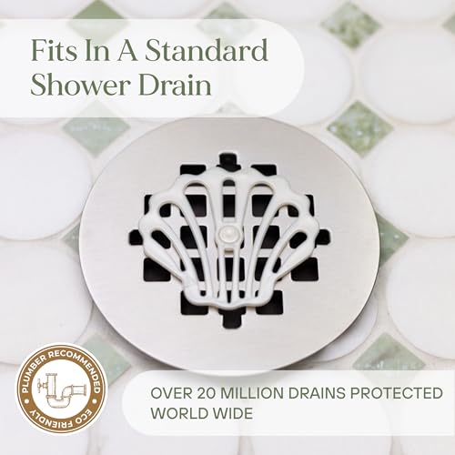 Shower Drain Hair Catcher – Disposable Bathroom Hair Trap, Easy to Install in Shower Drain Cover, Helps Prevent Clogs – As Seen on Shark Tank - Bathroom Accessories - Shell (2-Pack) - color: White Ocean, size: 2 Count