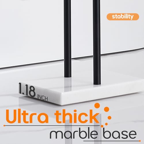 Free Standing Towel Racks Matte Black 2-Tier Towel Holder for Bathroom Floor Stand with Heavy Marble Base Thicken Steady Design Stainless Steel AN7005MB - color: Matte Black
