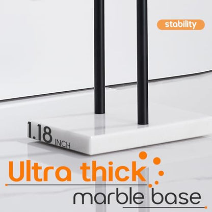 Free Standing Towel Racks Matte Black 2-Tier Towel Holder for Bathroom Floor Stand with Heavy Marble Base Thicken Steady Design Stainless Steel AN7005MB - color: Matte Black