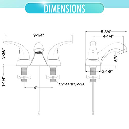Two-Handle Centerset Bathroom Sink Faucet, Brushed Nickel | 1.2 GPM Flow, 3-Hole, Decorative Lever Handles, Deck Mount, WaterSense, Double Handle Faucet, Bathroom Sink Fixtures - color: Brushed Nickel