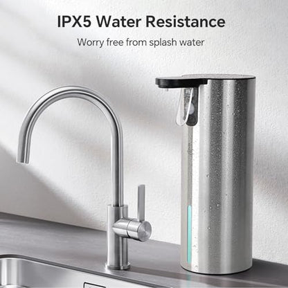 Electric Dish Soap Dispenser for Kitchen, Rechargeable Touch Liquid Hand Soap Dispenser for Bathroom, Stainless Steel Soap Pump, Water-Resistant,11.8oz, Xmas Gift - color: Multi Grey