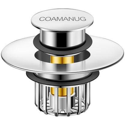 coamanug Bathtub Stopper | Shower Drain Hair Catcher, Pop-up Tub Stopper with Strainer | Bathroom Drain Plug | Drain Protector for 1-1/2 to 1-3/4"" Bath Drain Hole - color: Silver