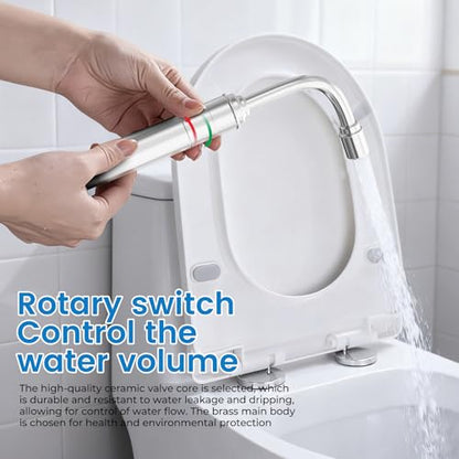 Handheld Toilet Bidet Sprayer for Toilet - Adjustable Flush Angle & Water Pressure for Bathroom Diaper Shower, All Brass Handheld Bidet Sprayer with Superior Complete Spray Hoses Kit (Sliver) - color: Sliver