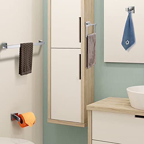 Brushed 4-Piece Bathroom Hardware Set Premium Stainless Steel Bath Towel Bar Sets Wall Mounted Square Bathroom Accessories Kit, 23.6 Inch Brushed Nickel - color: Brushed Nickel, size: 4-Pieces Set-A