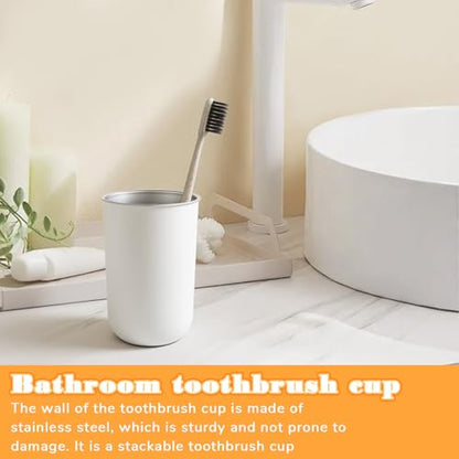 Stainless Steel Mouthwash Cups, 12oz/350ml White Metal Drinking Cup Toothbrush Cup Reusable Drinkware Home & Outdoor Activities Tumbler Cups for Coffee Bathroom office and Travel