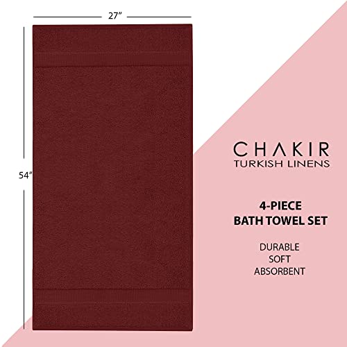 Chakir Turkish Linens | Hotel & Spa Quality 100% Cotton Premium Turkish Towels | Soft & Absorbent (4-Piece Bath Towels, Cranberry) - color: Cranberry