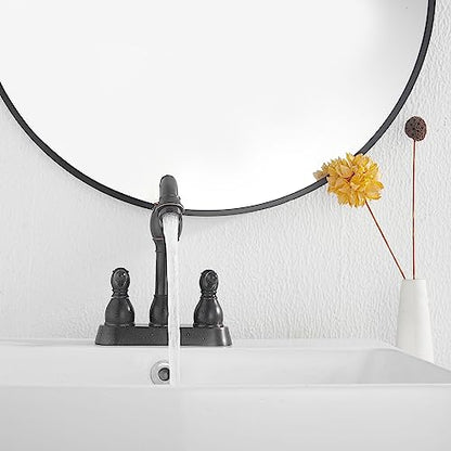 Oil Rubbed Bronze Bathroom Faucet 2 Handles 4 Inches Centerset RV Bathroom Vanity Faucet with Drain Assembly and Supply Hose Lavatory Faucet - color: Oil Rubbed Bronze, size: Centerset
