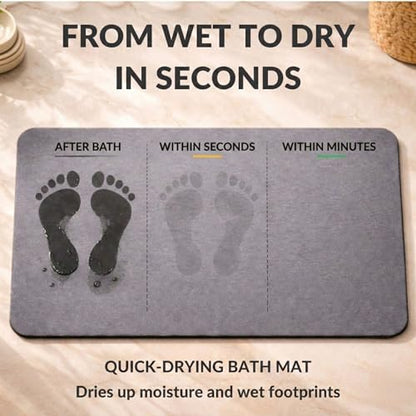 Stone Bath Mat – Diatomaceous Earth Quick Drying Non-Slip Bathroom Mat – Absorbent Diatomite Shower Mat, Durable & Easy to Clean, Modern, 23.6" x 15.3", (Slate Grey - Linea) - color: Slate Grey - Linea