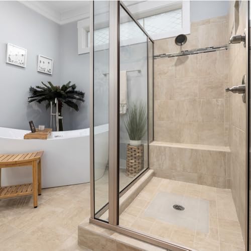 Kahuna Grip™ Non-Slip Bath & Shower Mat - Clear (26x32 w/6" Center Drain Hole) - size: 32" x 26" (Rectangular)