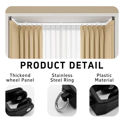 50PCS Black Curtain Track Rollers, Plastic Ceiling Rail Gliders for Window Shower Bendable Flexible Track System - color: Black