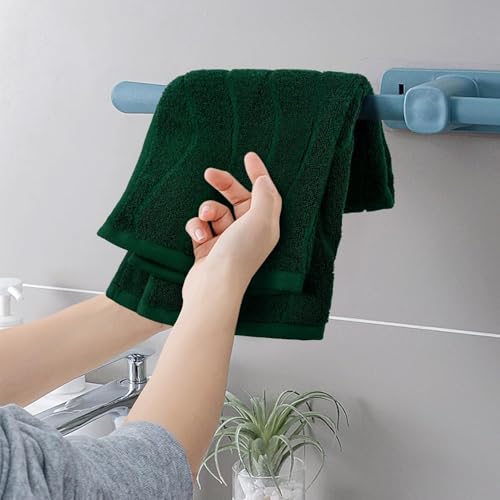 2-Piece Hand Towels Set in Forest Green, Wavy Striped Jacquard Towels | for Bathroom Kitchen (13x29 Inches, Cotton) - color: Forest Green