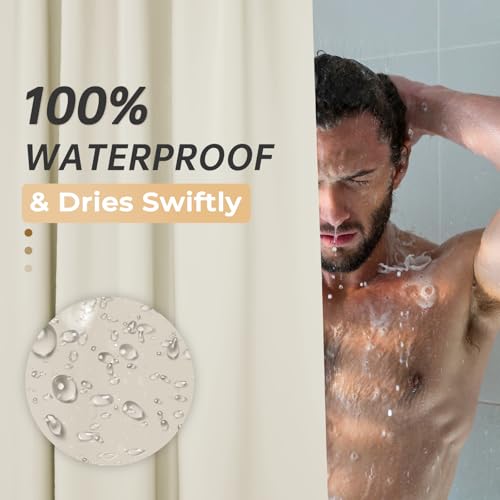 AmazerBath Stall Shower Curtain 36x72, Beige Shower Curtain Plastic, Small Shower Curtain Liner Cream Heavy Duty Thick PEVA, Walk in Shower Liner with 2 Weighted Stones and 6 Grommet Holes - color: Beige, size: 36"W x 72"L (Pack of 1)