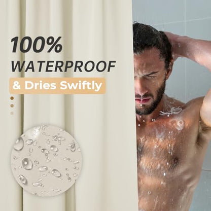 AmazerBath Stall Shower Curtain 36x72, Beige Shower Curtain Plastic, Small Shower Curtain Liner Cream Heavy Duty Thick PEVA, Walk in Shower Liner with 2 Weighted Stones and 6 Grommet Holes - color: Beige, size: 36"W x 72"L (Pack of 1)