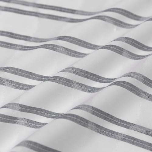 Amazon Basics Geometric Jacquard Fabric Shower Curtain for Bathroom, Lightweight, Waterproof and Washable, 72" W x 72" L, Grey Striped - size: 72"W x 72"L (Pack of 1)