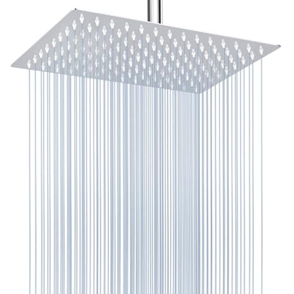 Voolan Rain Shower Head - High Flow Large Rainfall Shower Heads Made of Stainless Steel - Waterfall Bathroom Square Showerhead - Ceiling or Wall Mount (12 * 8 Inch Rectangle, Chrome) - color: Chrome, size: 12*8 Inch Rectangle