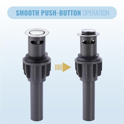 Bathroom Sink Drain with Overflow Vessel Sink Stopper,Pop Up Drain for Bathroom Sink Pop Up Drain Stopper for Hair Catcher,Chrome - color: Chrome, style: With Overflow