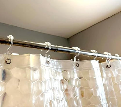 Resze 12 PCS Clear Double Shower Curtain Hooks,Plastic Shower Curtain Rings | Shower Hooks, Multi-functional Rings for Bathroom Shower Curtain,shower curtain liner and Kitchen supplies, etc. - color: Clear