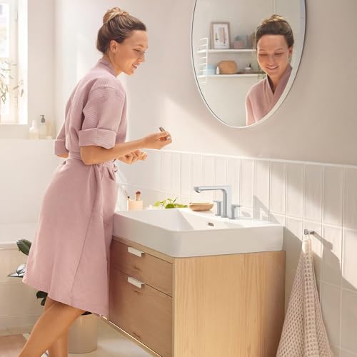 hansgrohe Rebris S Widespread Bathroom Faucet, 2-Handle, 3 Hole Bathroom Sink Faucet for Vanity with Pop-Up Drain Assembly, 1.2 GPM, Matte Black, 72530671 - color: Matte Black