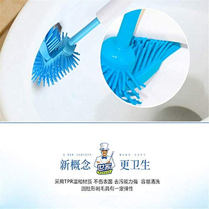 Compact Freestanding Plastic Toilet Bowl Brush and Plunger Combo Set with Holder - Caddy for Bathroom Storage - Sturdy, Heavy Duty, Deep Cleaning - Charcoal Gray/Brushed Stainless Steel
