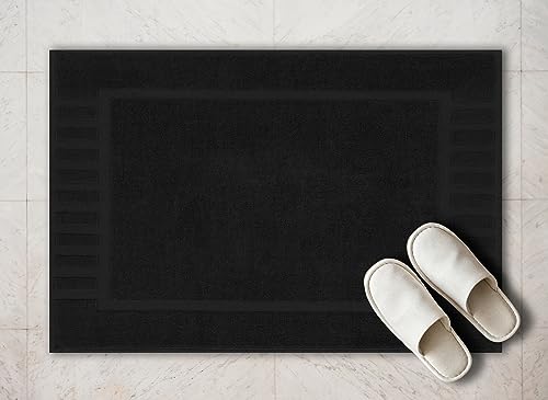 White Classic Luxury Bath Mat Floor Towel Set - Absorbent Cotton Hotel Spa Shower/Bathtub Mats [Not a Bathroom Rug] 22"x34" | 2 Pack | Black - color: 04: Black