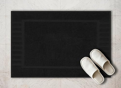 White Classic Luxury Bath Mat Floor Towel Set - Absorbent Cotton Hotel Spa Shower/Bathtub Mats [Not a Bathroom Rug] 22"x34" | 2 Pack | Black - color: 04: Black
