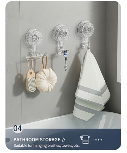 HOME&I Twist-to-Lock Razor Holder for Shower, 2 Pack Clear Suction Cup Bathroom Hooks with Double Hook Design, No-Drill Wall Mount Organizer for Razor, Loofah, Washcloth & Shower Accessories - style: Twist Lock+Double Hook