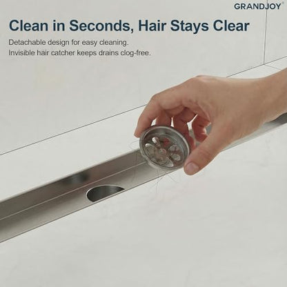 24 Inch Linear Shower Drain, Brushed Nickel Rectangular Floor Drain with Removable Grate, SUS304 Stainless Steel, High Flow Capacity and cUPC Certified - color: Brushed Nickel, size: 24