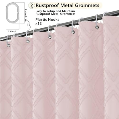 Blush Shower Curtain Set for Bathroom, 36" Width Stall Small Boho Shower Curtain with 12 Hooks, Soft Lightweight Jacquard Design Fabric Shower Curtains, Machine Washable, Blush, 36 W x 72 L - color: Blush, size: 36"W x 72"L (Pack of 1)