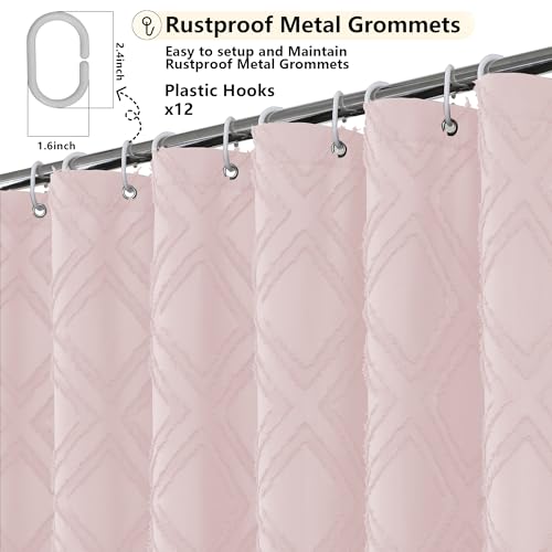 Blush Shower Curtain, Jacquard Clip Fabric Boho Shower Curtains for Bathroom, Geometric Lightweight Fabric Bathroom Shower Curtain, Elegant Modern Luxury Hotel Style Design, 72" W x 84" L - color: Blush, size: 72"W x 84"L (Pack of 1)