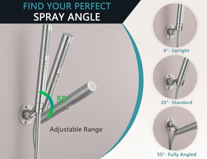 Solid Brass Adjustable Shower Head Holder Wall Mount(Brushed Nickel) | Pivot ball joint allows 360° rotation. Screw mount for secure wall installation. Fits most handheld shower sprayers. - color: Brushed Nickel