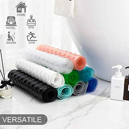 TEESHLY Bathtub Mats for Shower Tub, Extra Long Non-Slip 39 x 16 Inch Bath Mat with Drain Holes and Suction Cups, BathMat for Bathroom with Machine Washable (Clear Grey) - color: Clear Grey