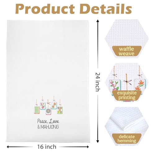 Mahjong Gifts Dish Towels - Mahjong Waffle Weave Kitchen Towels, Mah Jong Decorative Hand Towel, Hostess Gifts Tea Towel, 16×24 Inches - color: Mahjong- 02
