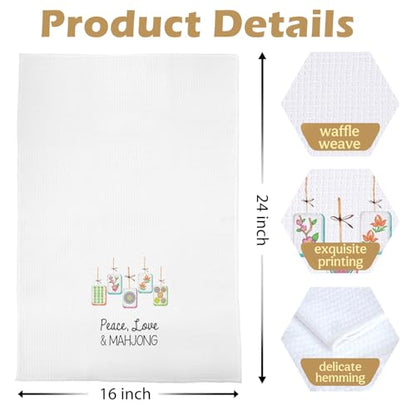 Mahjong Gifts Dish Towels - Mahjong Waffle Weave Kitchen Towels, Mah Jong Decorative Hand Towel, Hostess Gifts Tea Towel, 16×24 Inches - color: Mahjong- 02