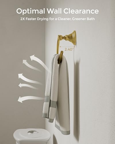 Gold Towel Ring Wall Mounted for Bathroom, Hand Towel Holder | Brushed 304 Stainless Steel Heavy Duty Towel Hanger Waterproof & Rustproof Towel Holder Raised Base - color: Gold