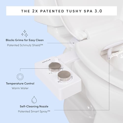 TUSHY Spa 3.0 Cool to Warm Water Bidet Attachment, Bronze | Universal Fit, Easy Install, Self-Cleaning, Adjustable Pressure and Angle Control, Sink Access Required Within 6 Feet - color: White/Bronze, style: Warm Water Optional