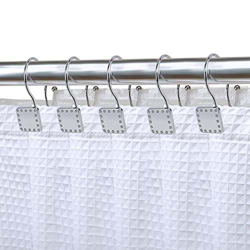 HK20XX Shower Hooks - Double Shower Curtain Rings for Bathroom - Rust Resistant Shower Curtain Hooks for Shower Curtain or Liner - Shower Curtain Rings with Crystal Design - Set of 12 - color: Chrome