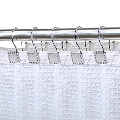 HK20XX Shower Hooks - Double Shower Curtain Rings for Bathroom - Rust Resistant Shower Curtain Hooks for Shower Curtain or Liner - Shower Curtain Rings with Crystal Design - Set of 12 - color: Chrome