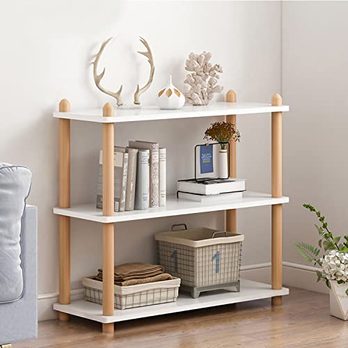 IOTXY 3-Tier Wooden Shelf Bookcase, Freestanding Open Bookshelf, White | Beech Wood Frame, 0.63" Shelves, Display Storage for Books, Plants, Decor, Living Room, Bedroom, Home Office - color: White, size: 3-Tier