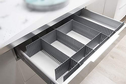 Onerbuy 8pcs Adjustable Grid Drawer Dividers DIY Plastic Closet Separator Tidy Organizer Container for Underwear Socks Belt Office Supplies(Grey) - color: Gray
