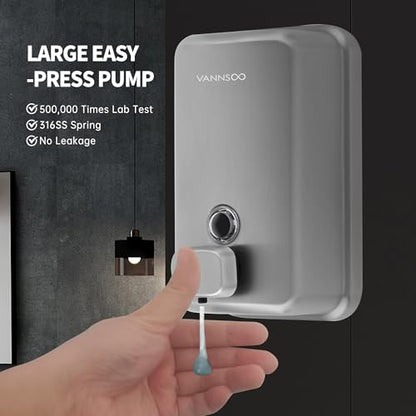 Commercial Soap Dispenser Wall Mount Bathroom, 27 fl.oz. | Liquid Brushed Stainless Steel Hand Sanitizer Dispenser - size: 27 fl.oz.