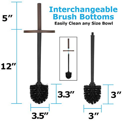 Blue Donuts Toilet Brush and Plunger Set with Holder, Modern Oil Rubbed Bronze Bathroom Accessories Toilet Plunger and Toilet Bowl Brush Combo - color: Bronze