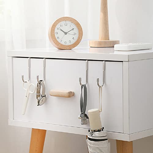Over The Door Drawer Cabinet Hook Holder, 304 Stainless Steel Double S-Shaped Hook Hanger Metal Heavy Duty Free Punching Door Back Hanging Clothes Organizer for Towel Cloth Bags Sundries (2pcs)