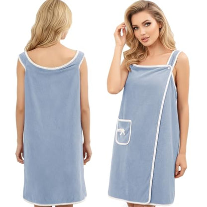 Unisex Bath Towel, Wearable After Bath Towel Set, Wearable Quick Dry Shower Gym Towel(53" x 31", Light Blue) - color: Light Blue, size: S(135X80CM)