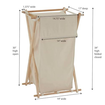 Household Essentials 6785-1 Collapsible Wood X-Frame Laundry Hamper with Fold Over Lid - color: Natural, style: Hamper