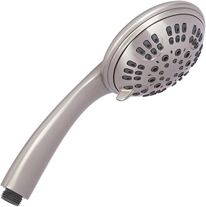 Aqua Elegante Luxury Handheld Shower Head - 2.5 GPM - Brushed Nickel | 6 Function High Pressure Hand Held Showerhead for Low Water Flow with Self-Clean Nozzles, Easy Install Replacement Sprayer - color: Brushed Nickel, size: 2.5 GPM