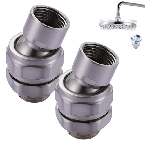 Shower Head Swivel Ball Adapter, Solid Brass Adjustable Shower Arm Connector, Polished Chrome Finish (Gray-2 pcs) - color: Gray-2 pcs